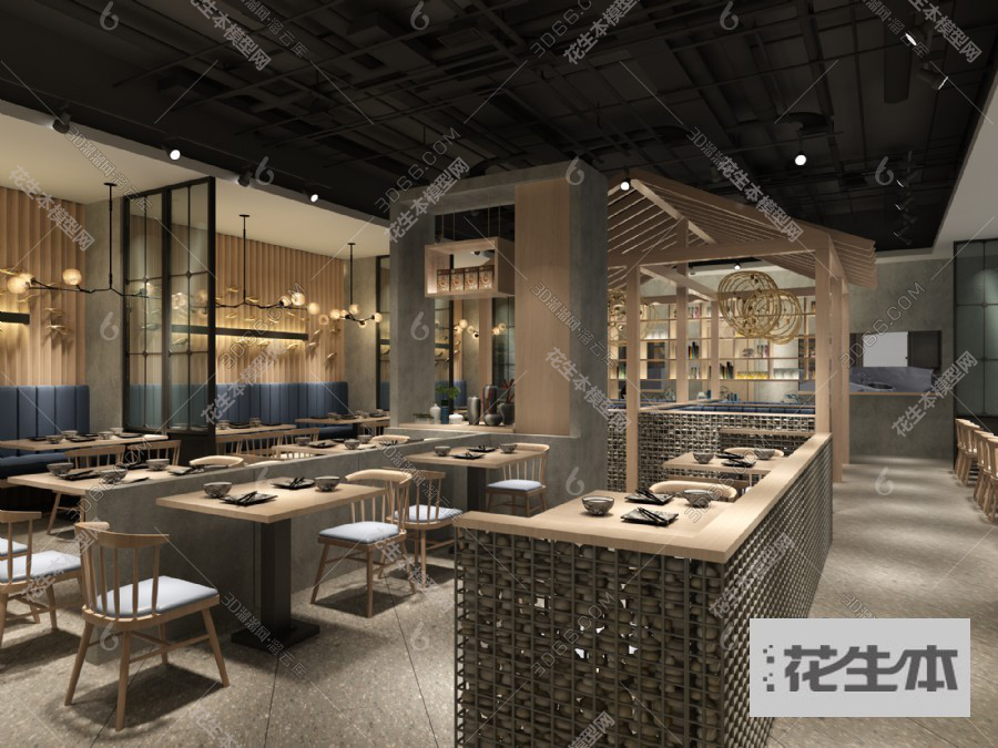 后现代餐厅3d模型「免费下载」餐厅3D模型 （ID：630591）.jpg(1)