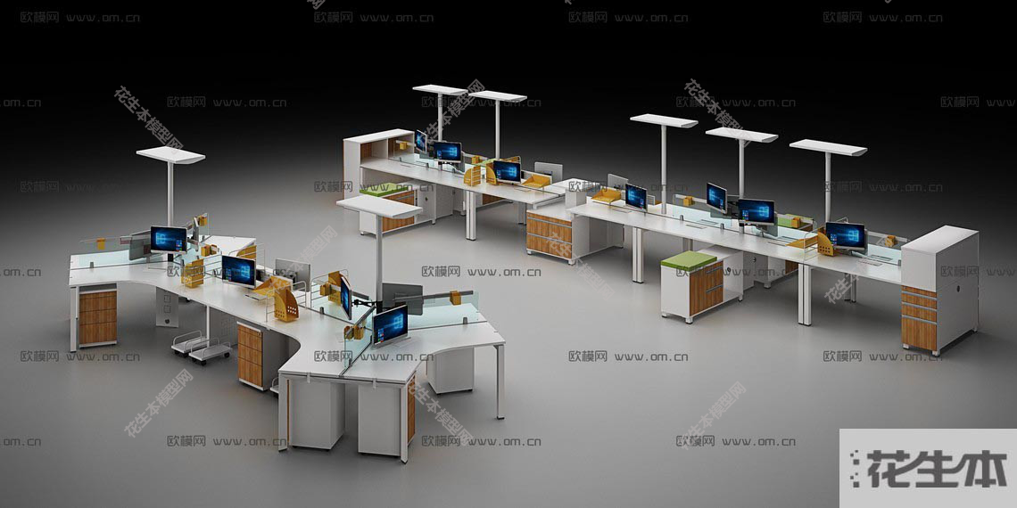 现代卡位文件柜组合3d模型「免费下载」现代职员办公桌卡位文件柜组合3D模型ID316125.jpg(1)