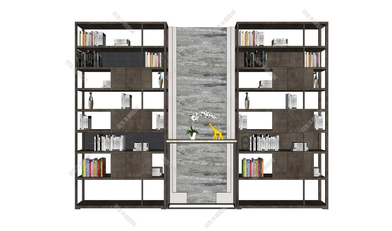 现代风格书柜SU模型「免费下载」现代风格书柜SU模型下载【ID221913335】.jpg(1)