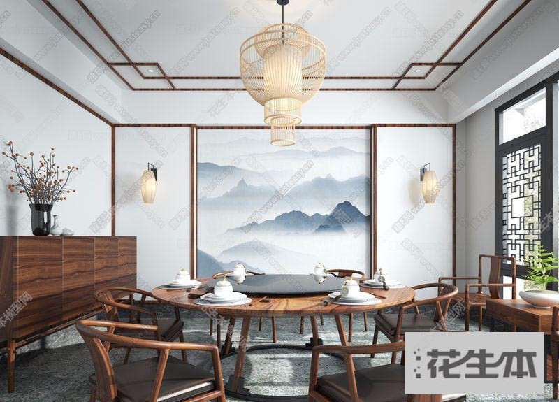 现代餐厅3d模型「免费下载」新中式餐厅283247.jpg(1)