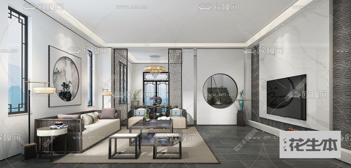 新中式客厅餐厅3d模型「免费下载」新中式客厅餐厅3d模型ID_759176.jpg(1)