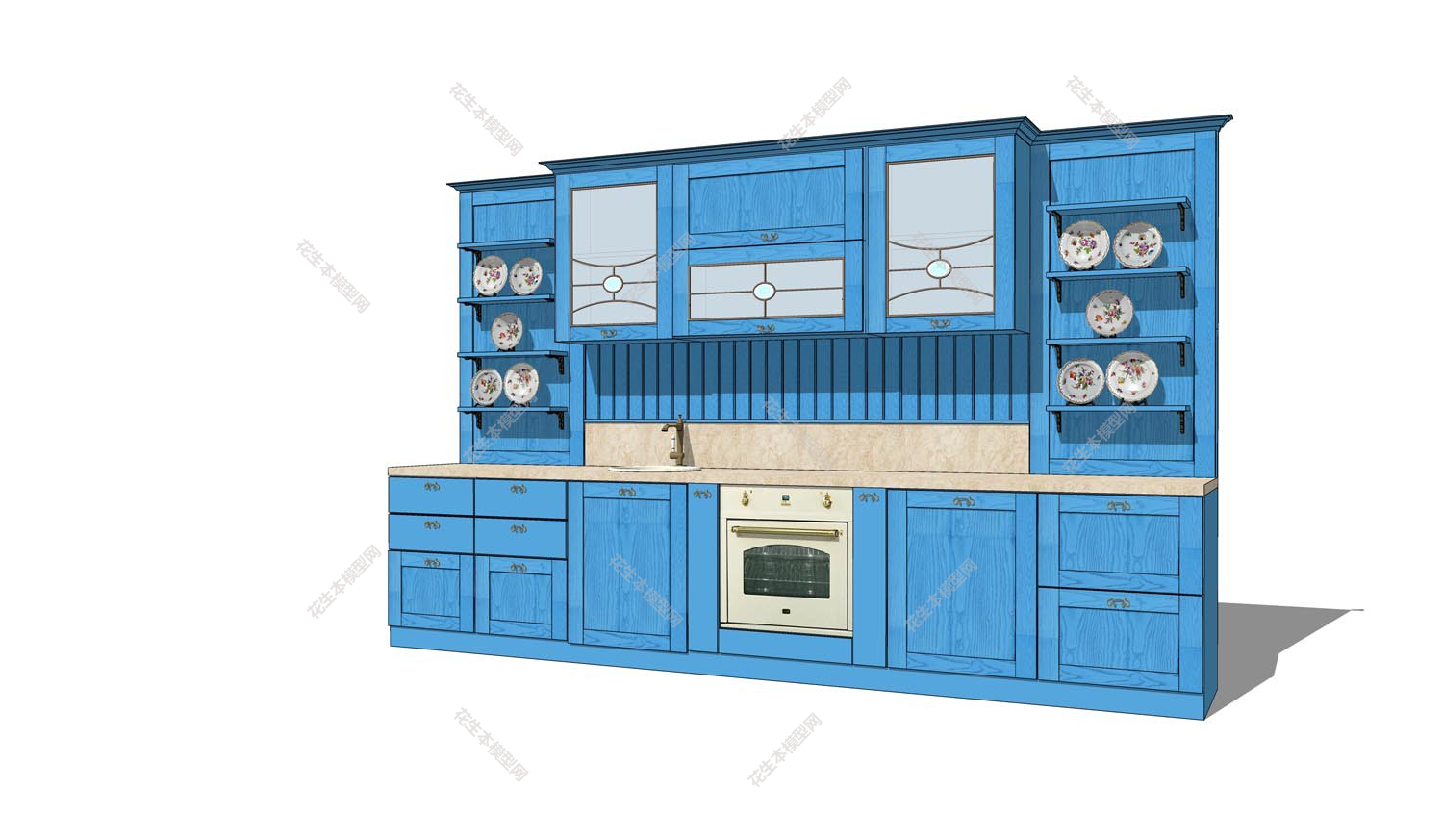地中海整体橱柜电器组合su模型「免费下载」(9).jpg(1)