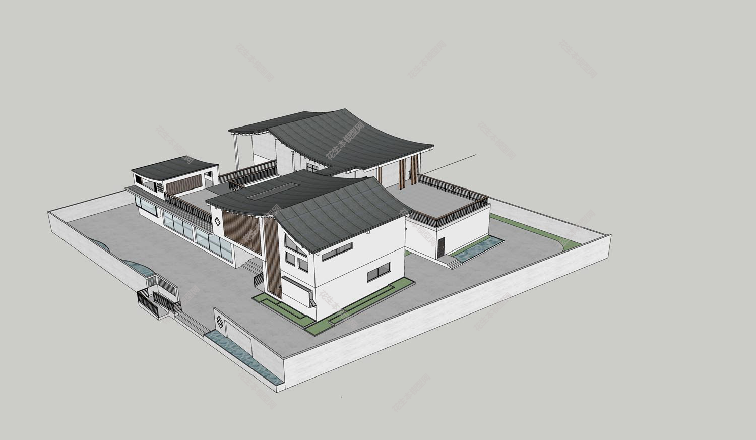 中式名宿住宅免费su模型下载中式名宿、住宅.jpg(1)