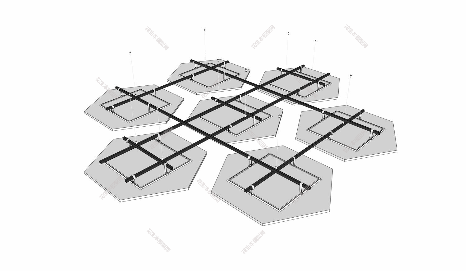 后现代格栅天花吊顶su模型「免费下载」(3).jpg(1)