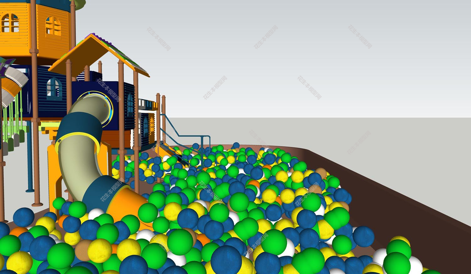 现代波波池su模型「免费下载」波波池组合.jpg(1)