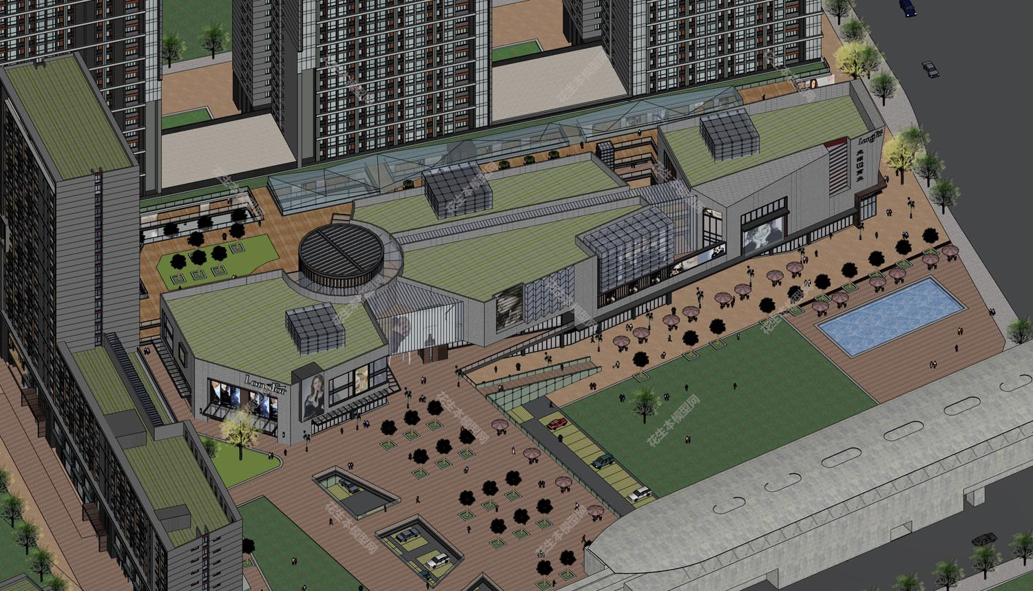 现代商业综合体su模型「免费下载」重庆大学城 龙湖U城 商业综合体)_SU8-2.jpg(3)