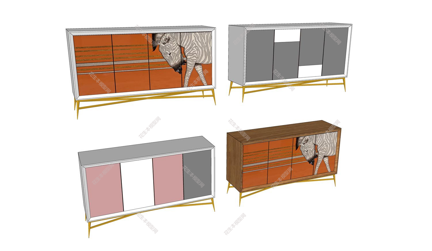 现代装饰柜su模型「免费下载」轻奢风装饰柜子手绘.jpg(1)