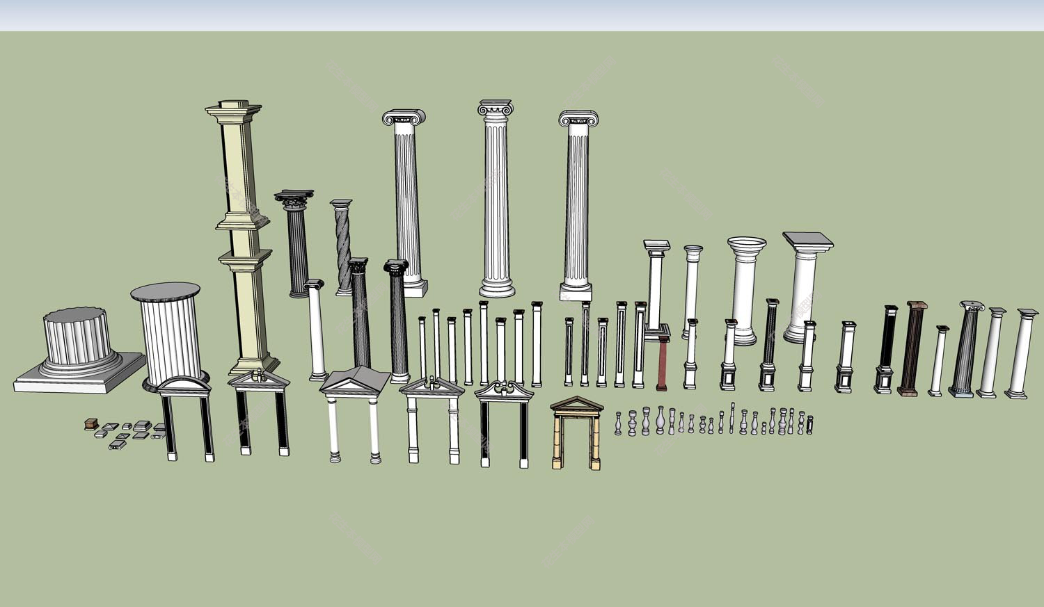欧式罗马柱组合su模型「免费下载」欧式罗马柱子门框.jpg(1)