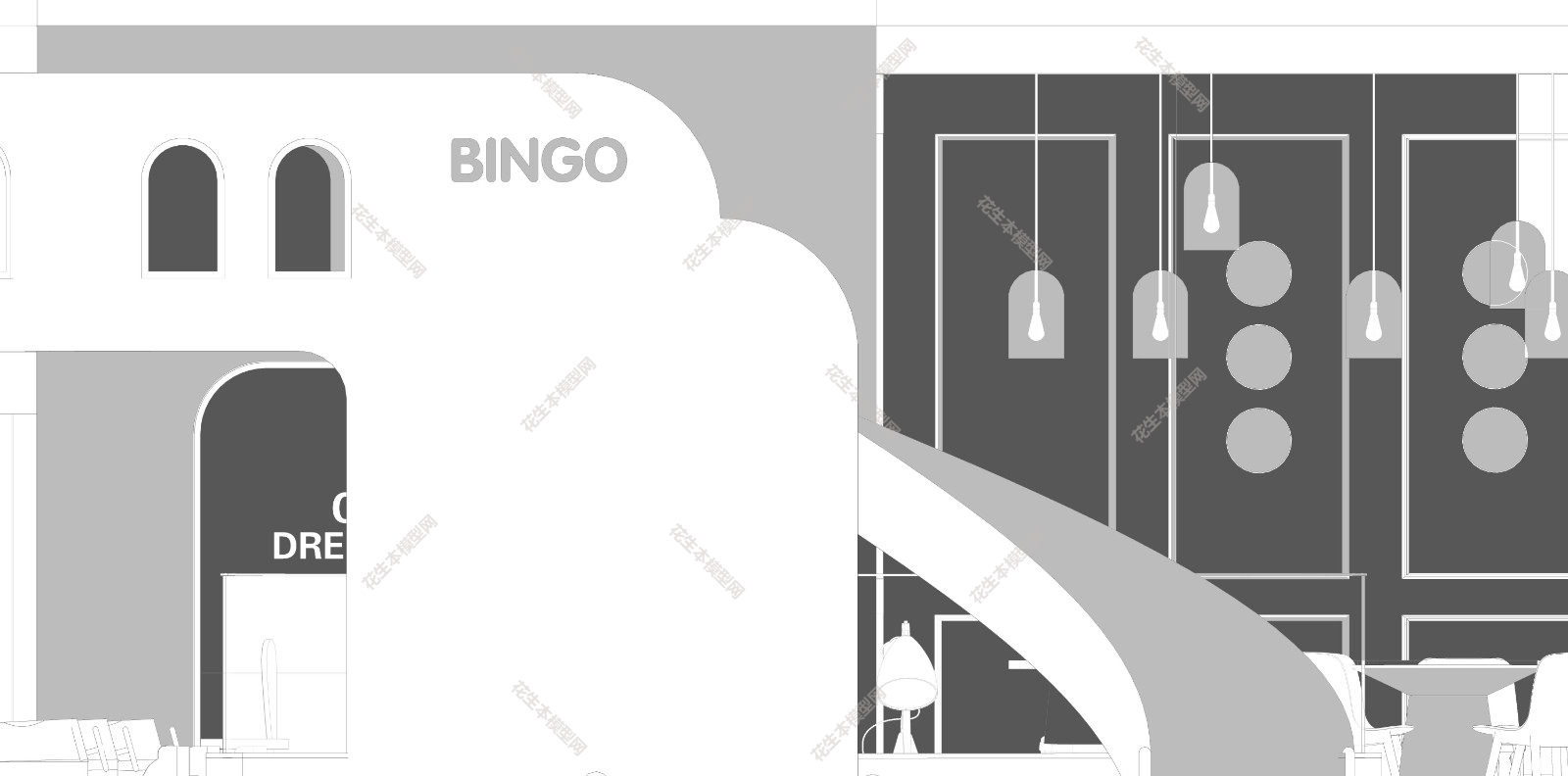 北欧自助餐厅cad平面图su模型下载扬州BINGO亲子餐厅平面图 (9).jpg(9)
