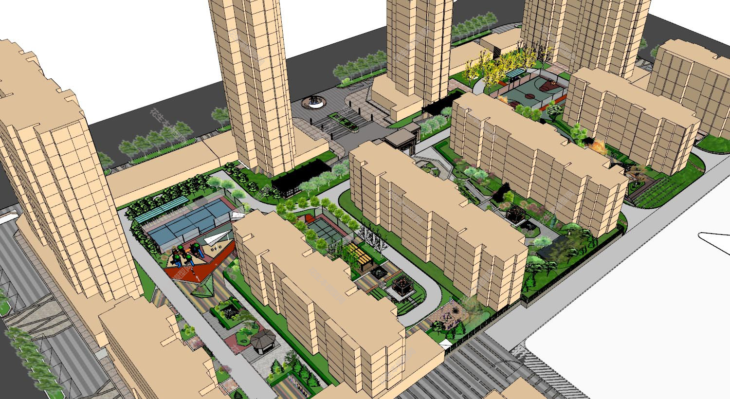 现代高层住宅规划su模型下载新建文件-1.jpg(1)