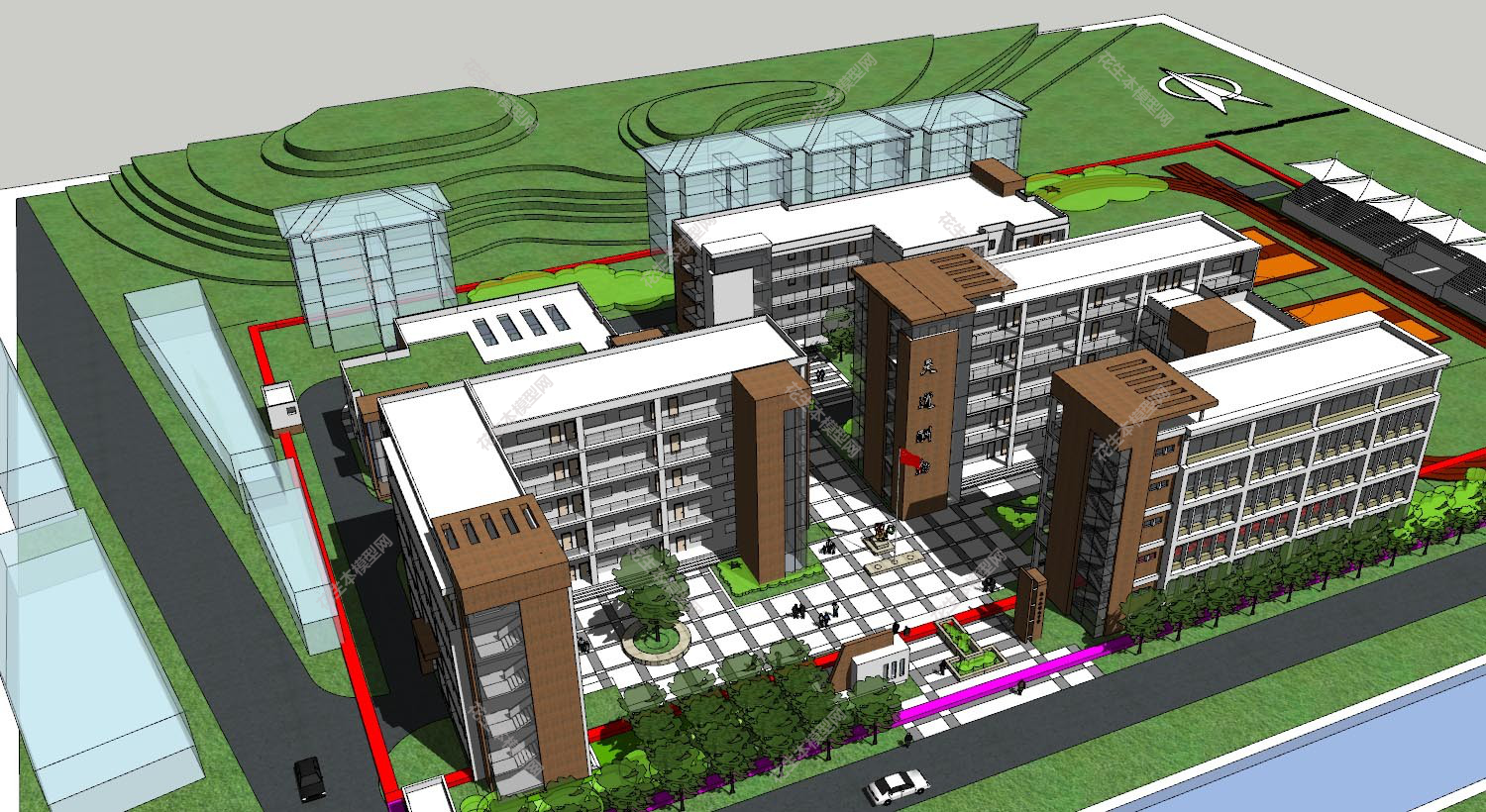 现代办公楼规划su模型下载新建文件-1.jpg(1)