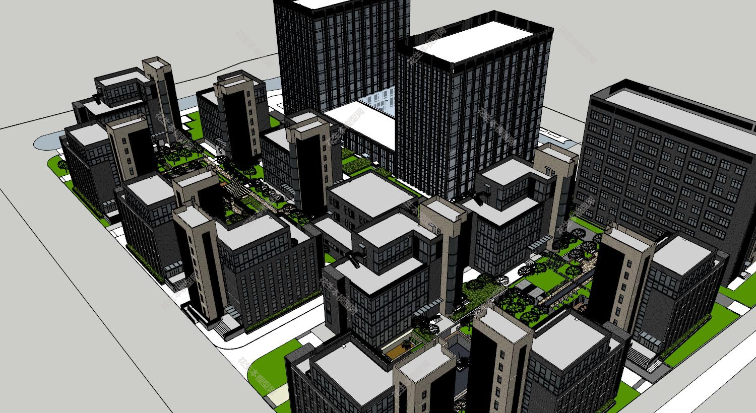 现代高层住宅规划su模型下载新建文件-1.jpg(1)