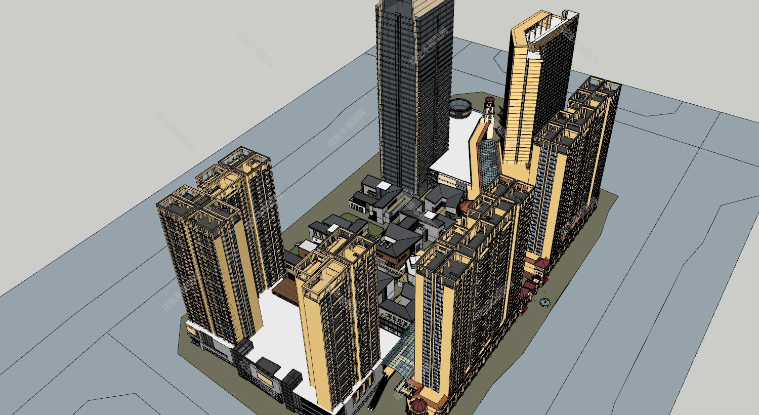 欧式高层小区规划su模型下载新建文件-1.jpg(1)