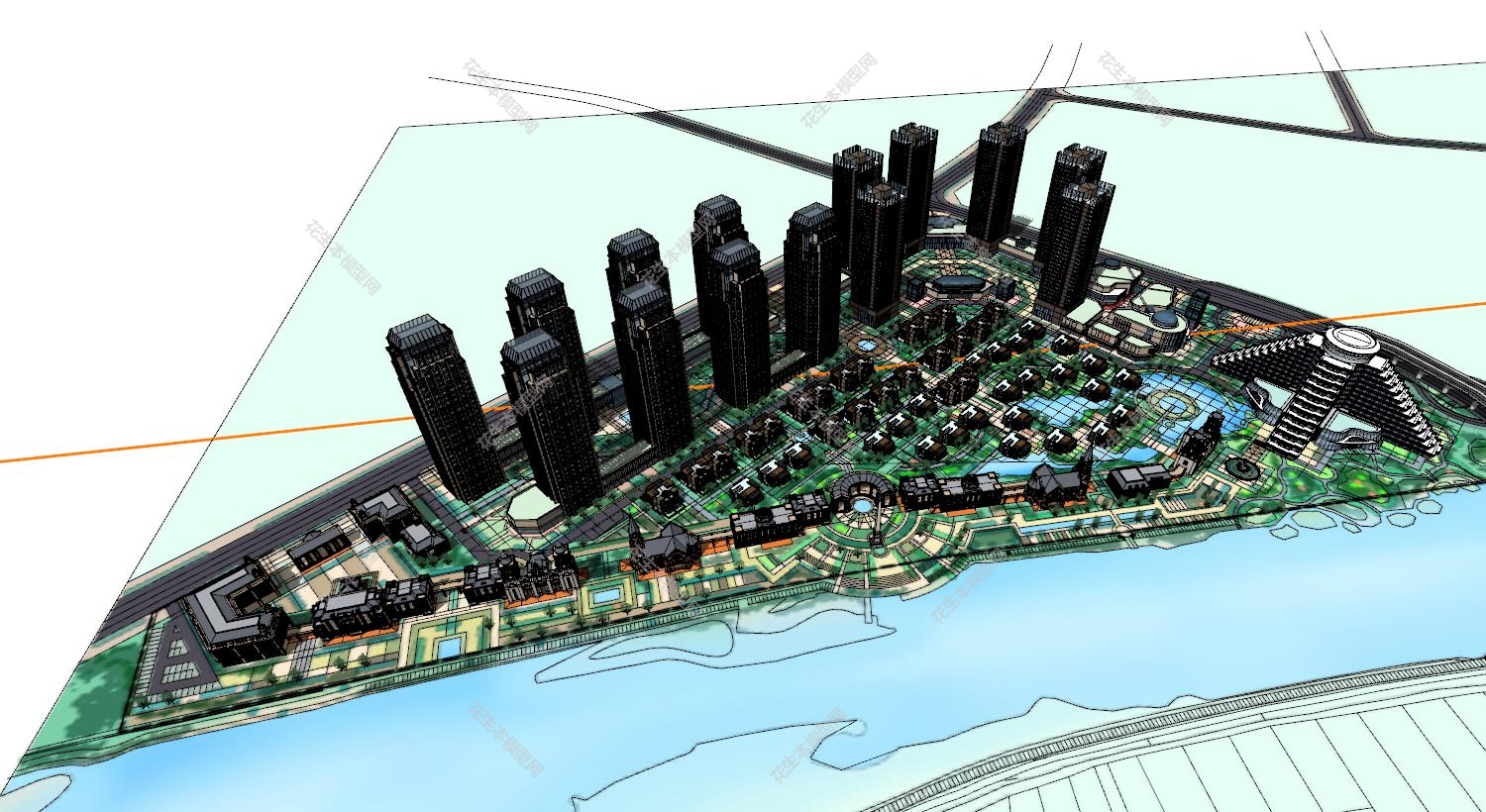 现代高层小区规划su模型下载新建文件-1.jpg(1)