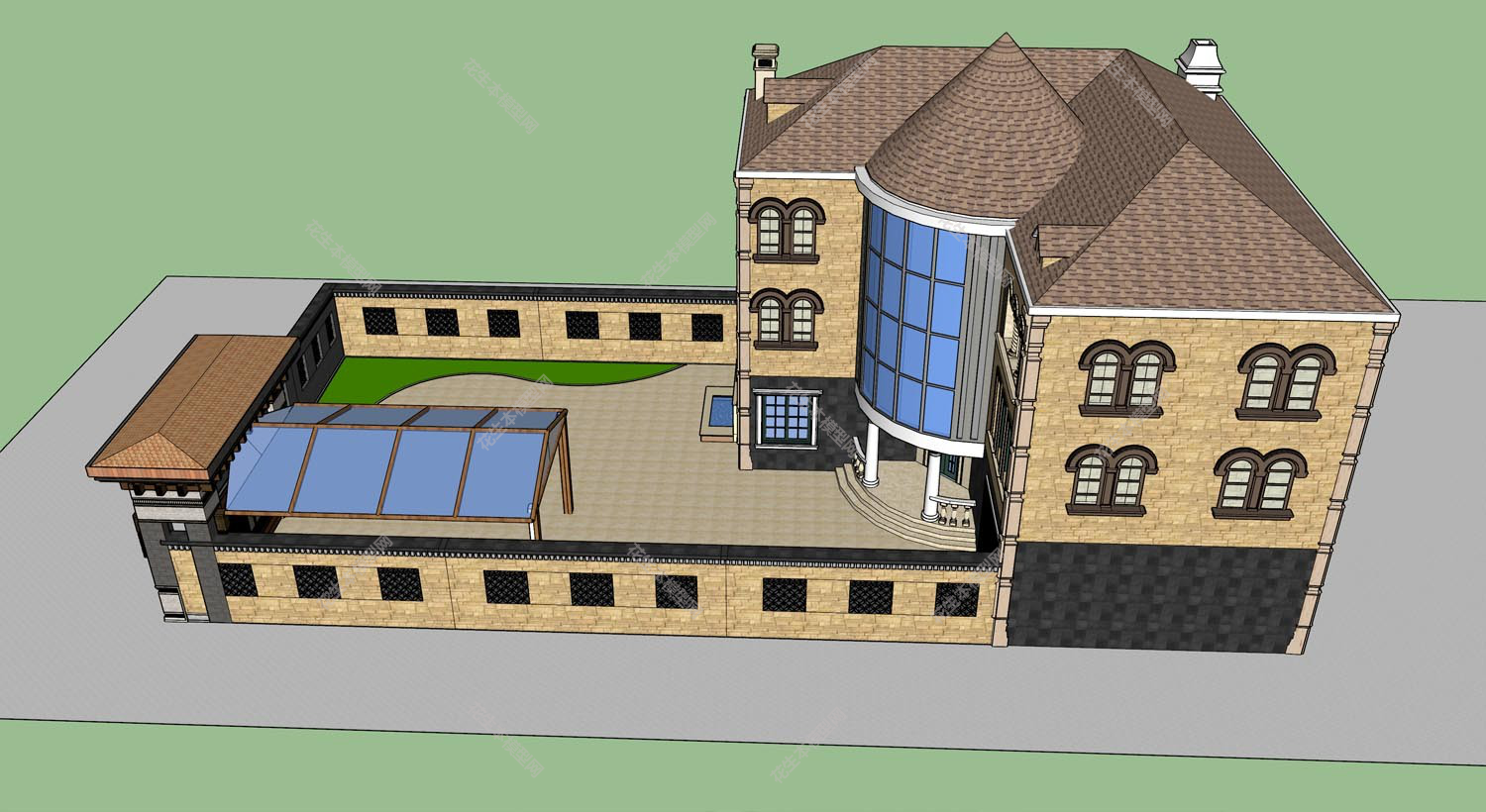 中式农村别墅外观su免费模型下载2.jpg(1)