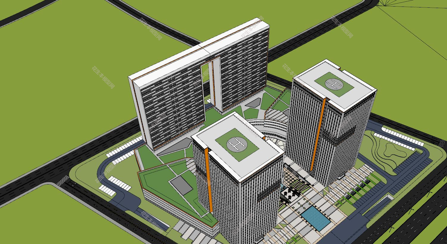 现代高层住宅鸟瞰规划su模型下载新建文件-1.jpg(1)