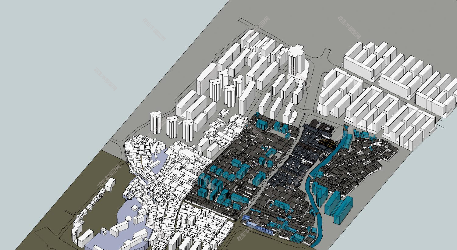 现代办公楼鸟瞰规划su模型下载新建文件-1.jpg(1)