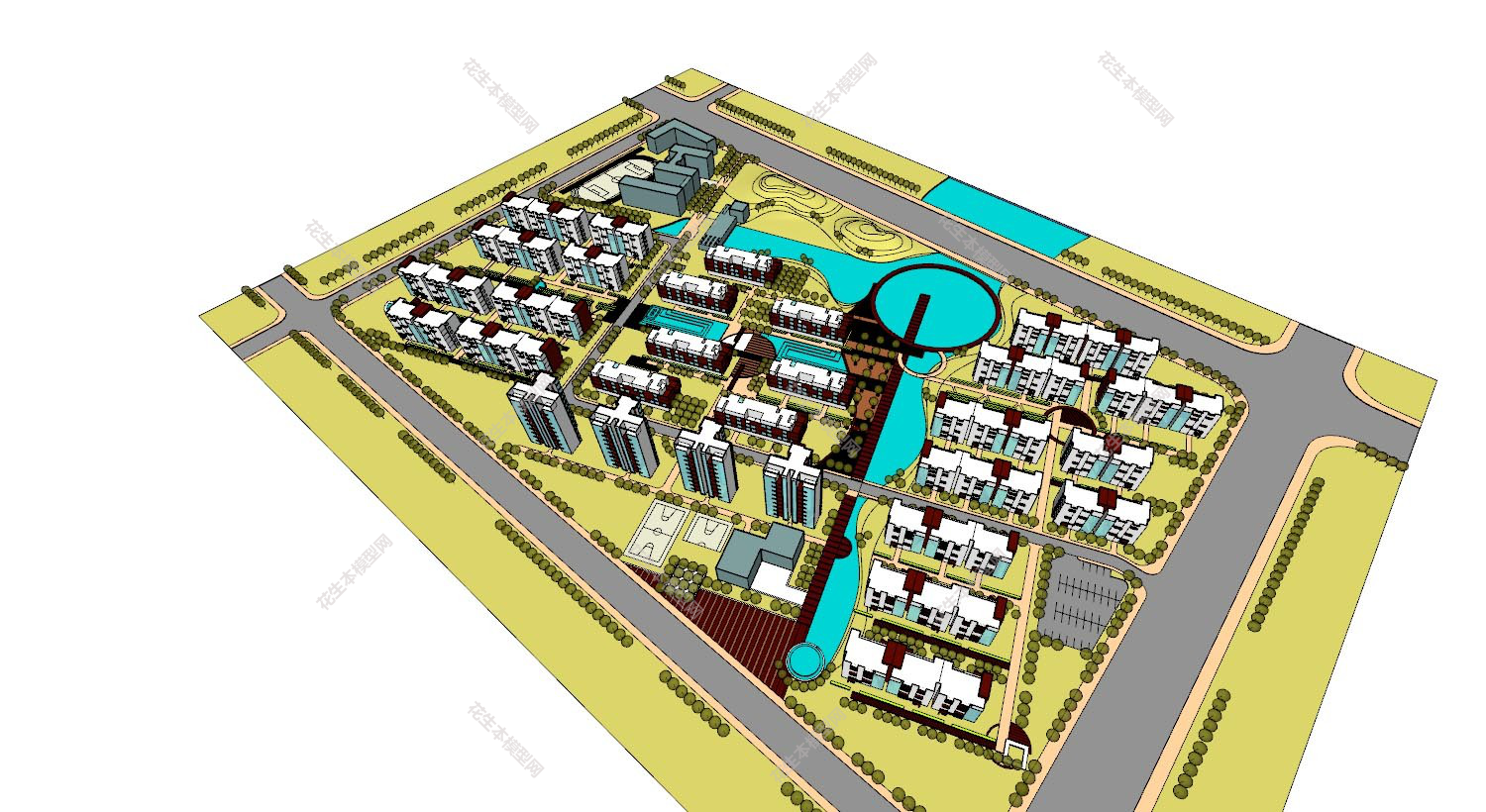 现代小区规划su模型下载新建文件-1.jpg(1)