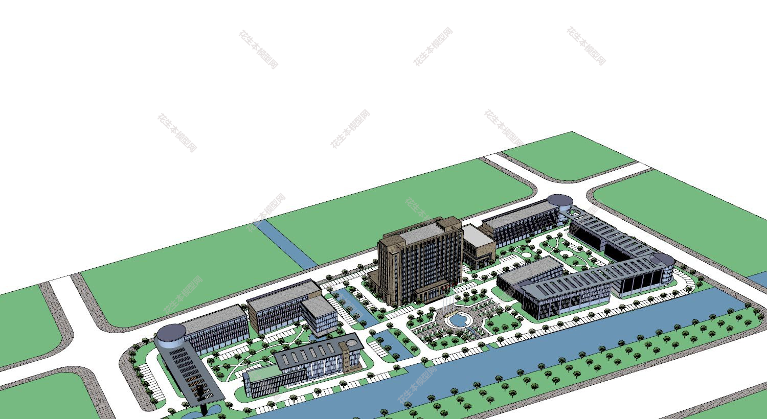 现代商业区规划su模型下载新建文件-1.jpg(1)