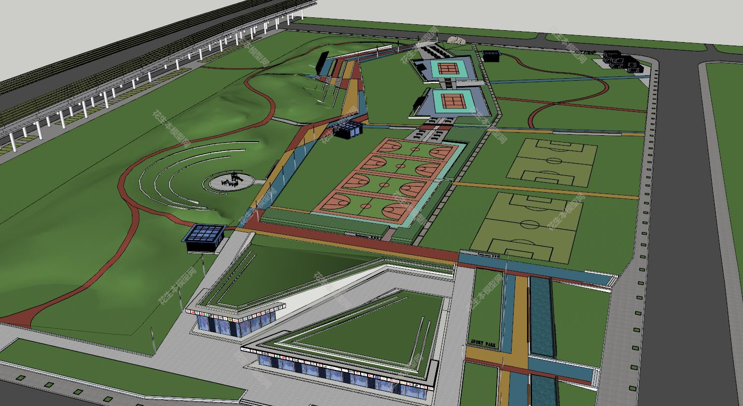 现代运动公园规划su模型下载新建文件-1.jpg(1)