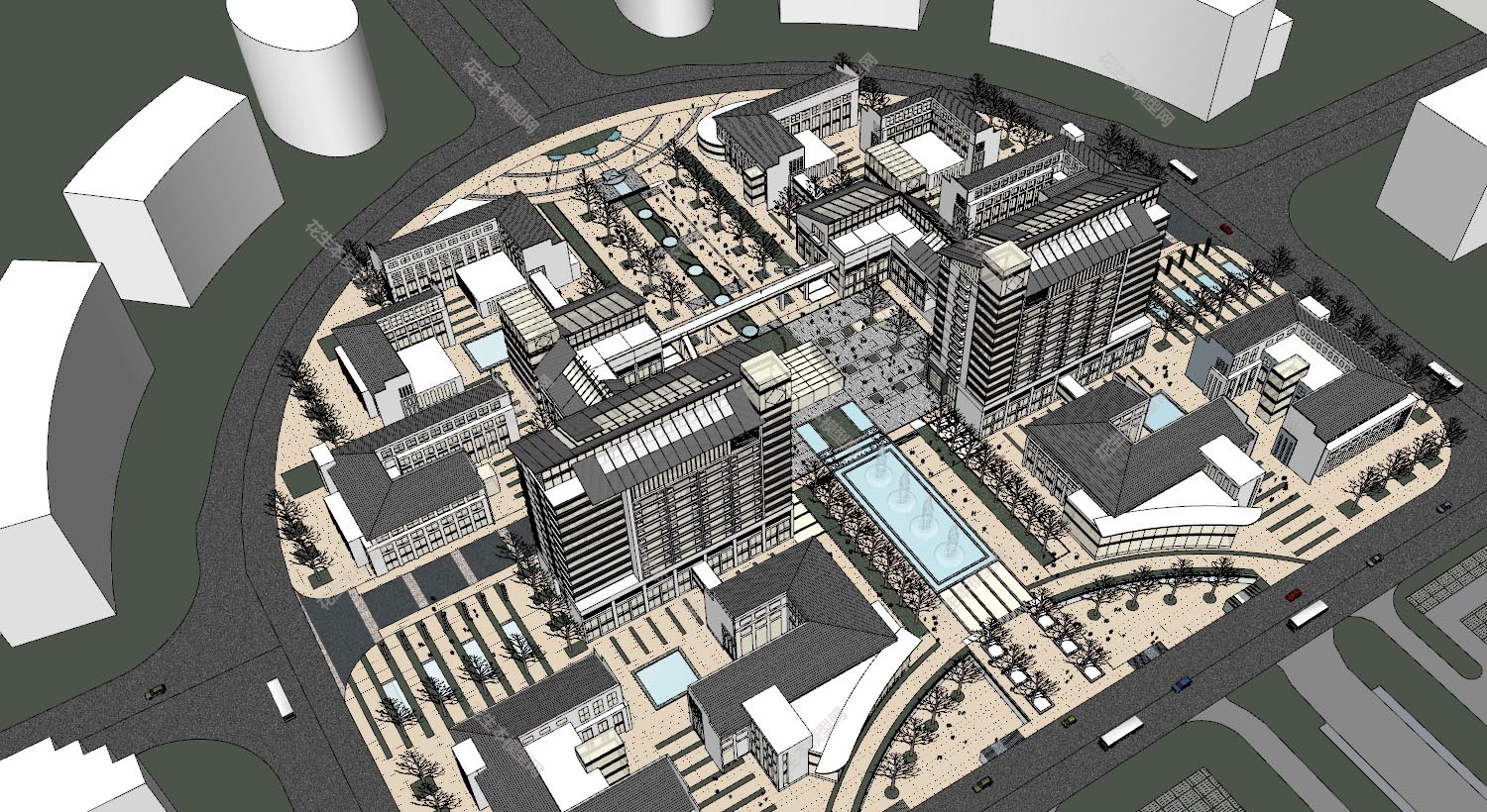 新中式商业区规划su模型下载新建文件-1.jpg(1)